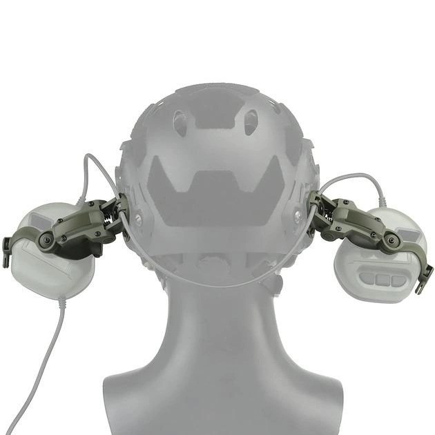 Пластиковые Адаптеры для крепления активных наушников на шлем олива 10х6 см - изображение 2