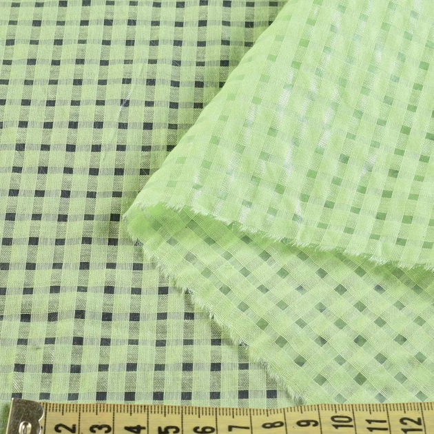 Батист зеленый мелкие квадраты ш.140 (10287.001) - изображение 2