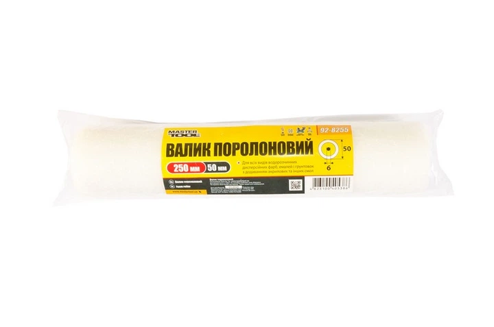 Валик поролоновий MASTERTOOL 250х50 мм d 6 мм 92-8255 - Фото 2 Валик поролоновий MASTERTOOL 250х50 мм d 6 мм 92-8255 - зображення 2