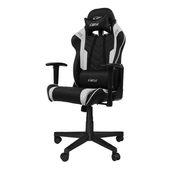 Крісло для геймерів DXRACER NEX EC/OK134/NW (чорне/білі вставки) PU шкіра нейлонова основа - зображення 3