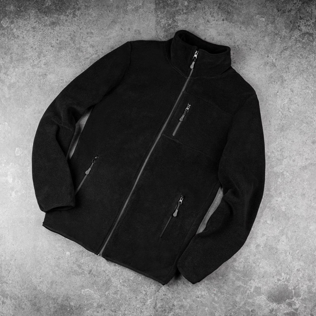 Мужская флисовая Кофта Pobedov Vira V2 с карманами / Флиска черная размер M - изображение 1