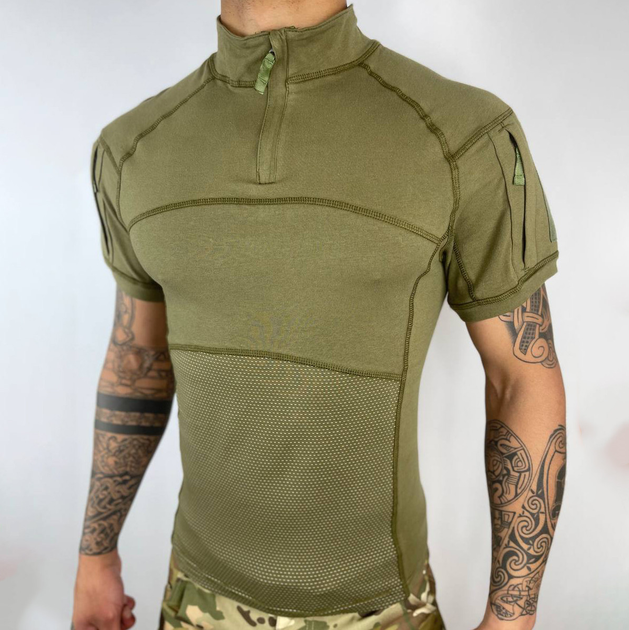 Мужской Убакс Han Wild с короткими рукавами и карманами / Прочная уставная Рубашка олива размер 2XL - изображение 2