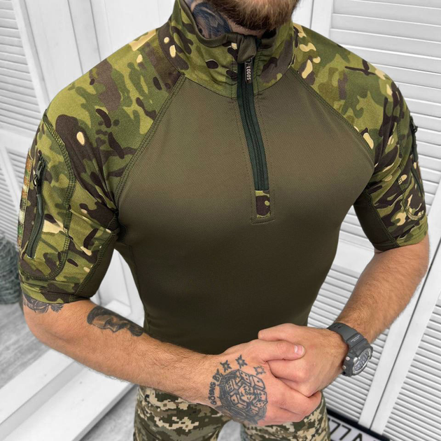 Мужской Убакс Logos с короткими рукавами и карманами / Прочная уставная Рубашка мультикам размер M - изображение 1