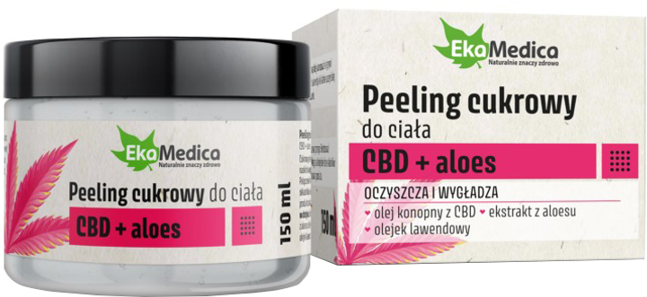 Peeling cukrowy do ciała EkaMedica CBD+aloes 150 ml (5902709520849) - obraz 1