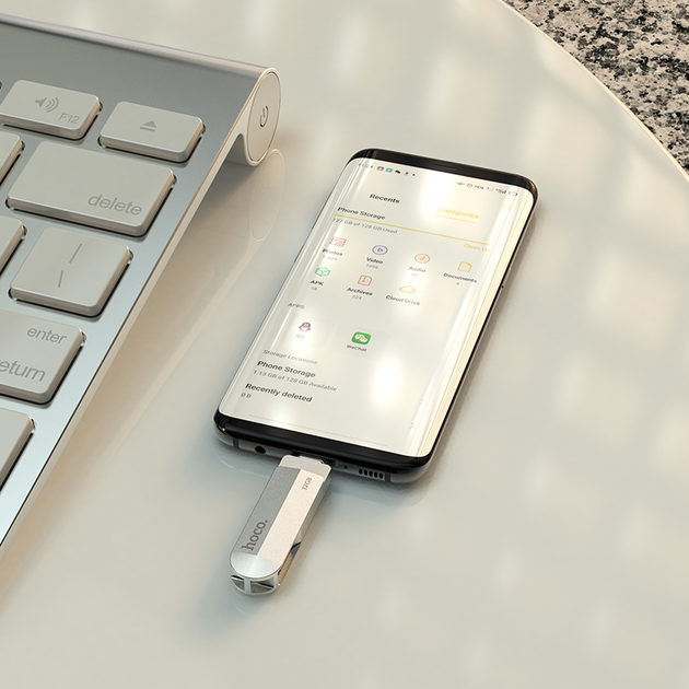 Флешка HOCO UD10 USB3.0 Type-C OTG 64GB, серебристая - изображение 6