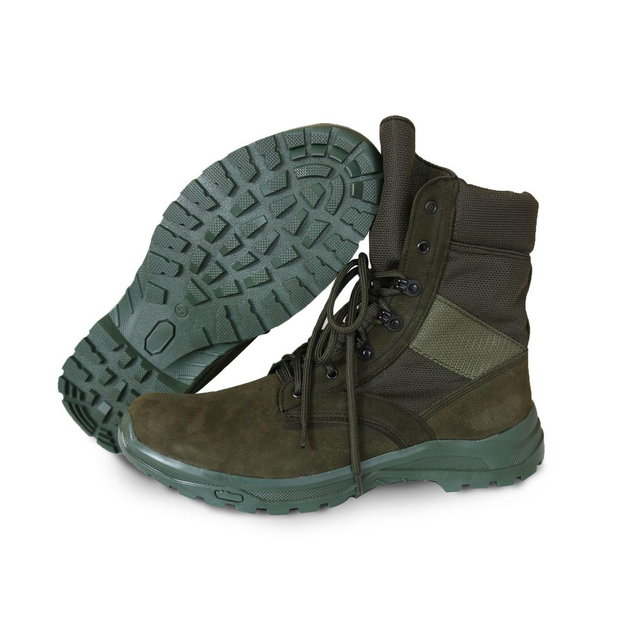 Мужские зимние Ботинки на шнуровке из натуральной кожи / Высокие Берцы с утеплителем Slimtex зеленые размер 41 - изображение 1