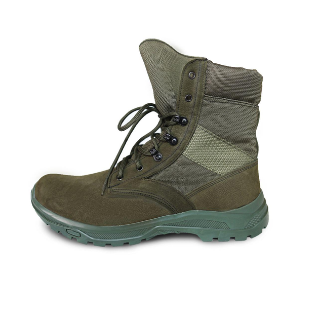 Мужские зимние Ботинки на шнуровке из натуральной кожи / Высокие Берцы с утеплителем Slimtex зеленые размер 46 - изображение 2