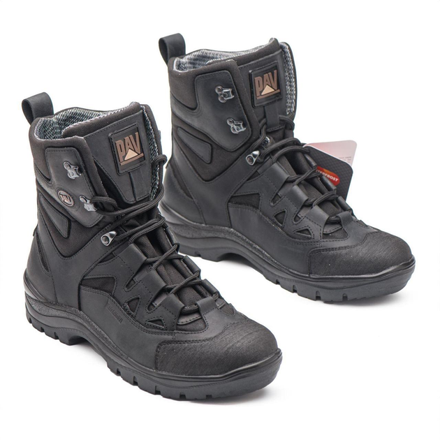 Универсальные кожаные Берцы с мембраной / Демисезонные Ботинки на двухкомпонентной подошве черные размер 45 - изображение 2