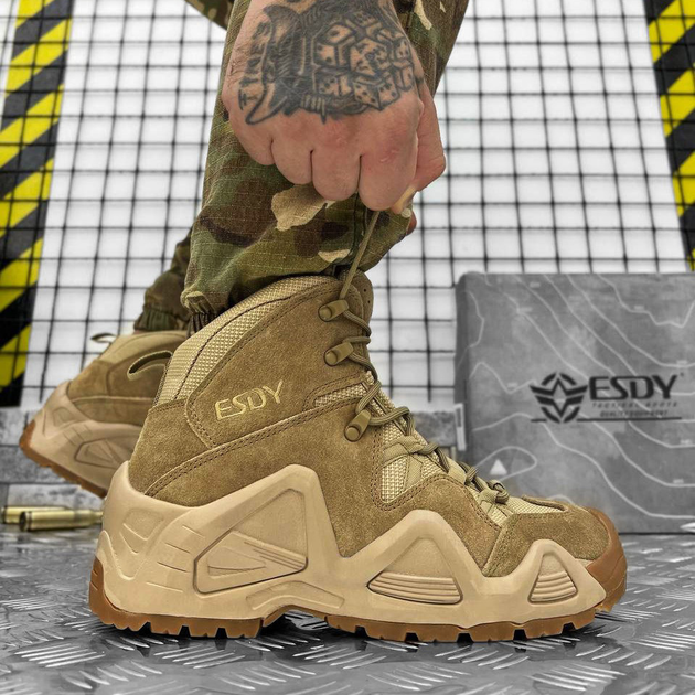 Мужские нубуковые Ботинки с ортопедической стелькой / Водонепроницаемые Берцы койот размер 40 - изображение 1
