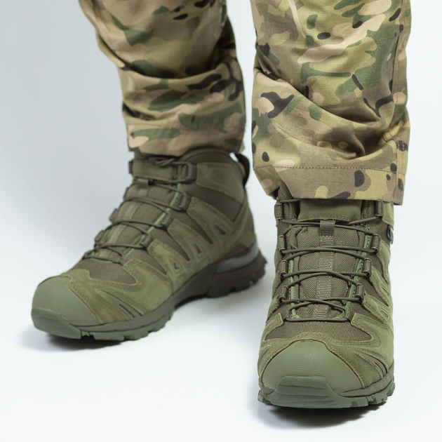Мужские нубуковые Ботинки на износостойкой резиновой подошве / Водостойкие Берцы с мембраной олива размер 43 - изображение 2