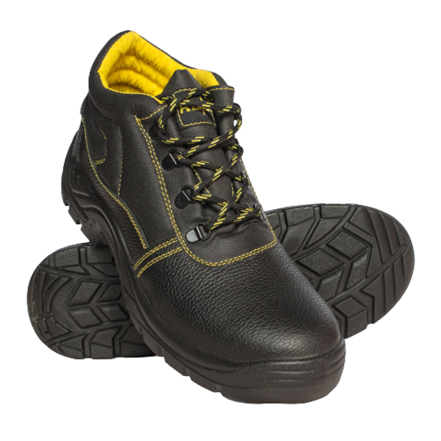 Кожаные мужские Ботинки с металлическим носком и дышащей подкладкой черные размер 45 - изображение 2