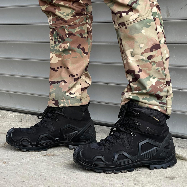 Демисезонные мужские Ботинки Single Sword с мембраной / Нубуковые водонепроницаемые Берцы черные размер 38 - изображение 2