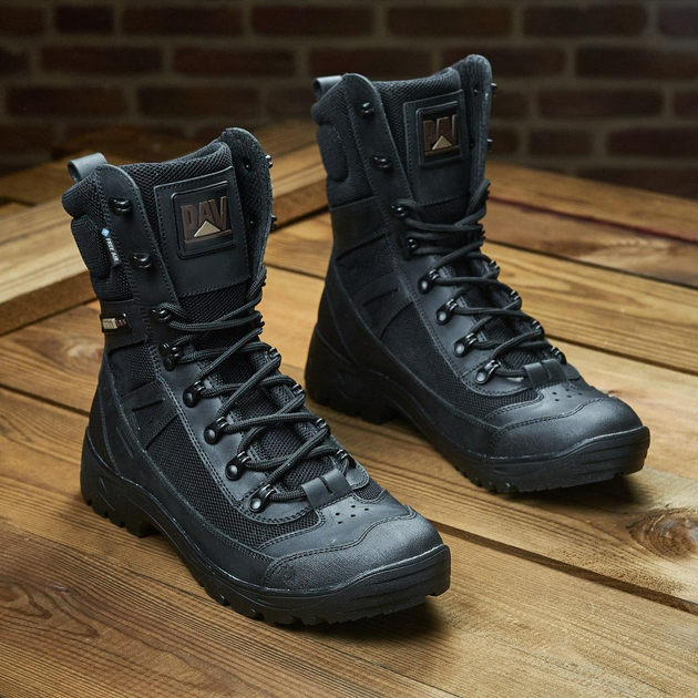 Мужские кожаные Берцы с водонепроницаемой мембраной / Летние Ботинки на термопластической подошве черные - изображение 2