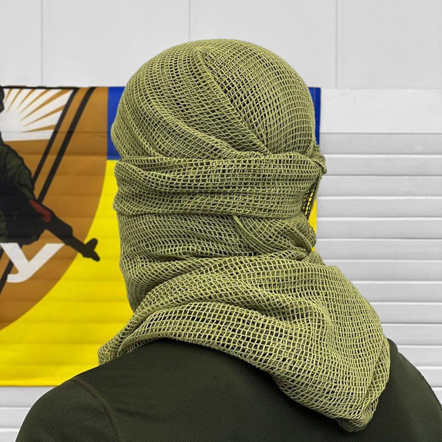 Многофункциональный маскировочный шарф - сетка Single Sword из прочной хлопковой ткани олива - изображение 2