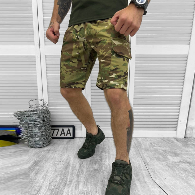 Мужские крепкие Шорты с накладными карманами и поясом на резинке реп-стоп мультикам размер L - изображение 2