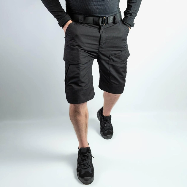 Чоловічі міцні Шорти S.Archon із накладними кишенями ріп-стоп чорні розмір 2XL - зображення 1