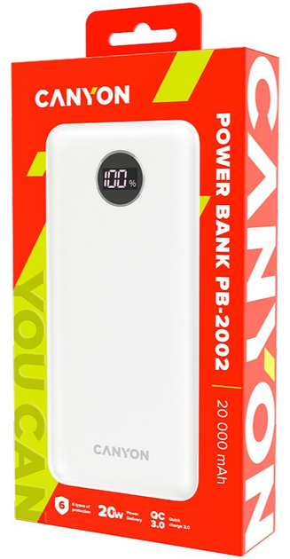 Powerbank Canyon 20000 mAh PB-2002 Biały (CNE-CPB2002W) - obraz 4