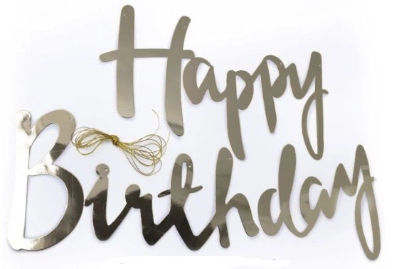 Гірлянда паперова прописом різьблена срібна Happy Birthday довжина 1,5 м - Фото 2 Гірлянда паперова прописом різьблена срібна Happy Birthday довжина 1,5 м - зображення 2