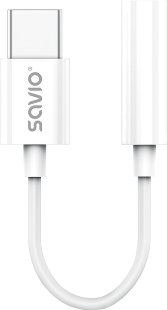 Аудіоадаптер Savio AK-52 USB-C - Jack 3.5mm (samsung) Білий (SAVAK-52) - зображення 1