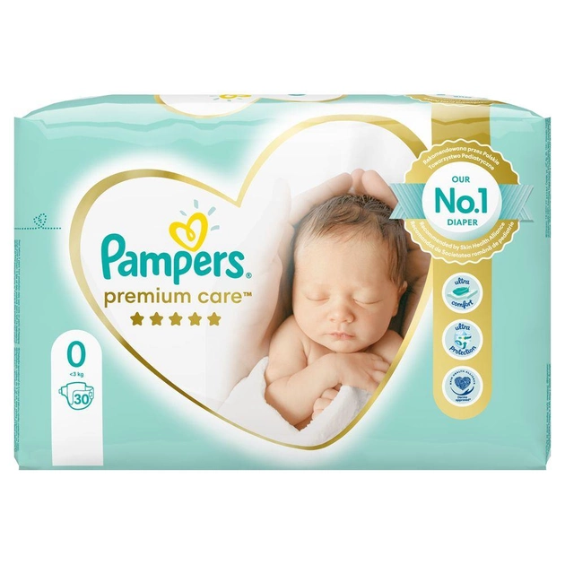 Pieluchomajtki Pampers Premium Care Rozmiar 0 Newborn 1 - 2.5 kg 30 sztuk (4015400536857) - obraz 2