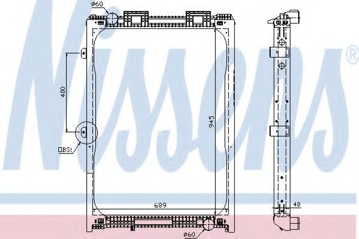 Радіатор охолодження MAN F2000 19.343/403/463 95- вир-во Nissens Nissens (62870A) - зображення 1