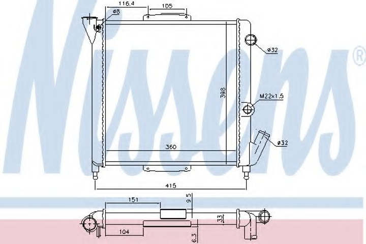 Радиатор охлаждения двигателя R5/R9/R11/EXPRESS I 84-91 пр-во Nissens Nissens (63867) - изображение 1