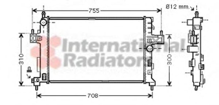 Радіатор охолодження двигуна CORSAC 13/7CDTi MT/AT 03- Van Wezel Van Wezel (37002380) - зображення 2