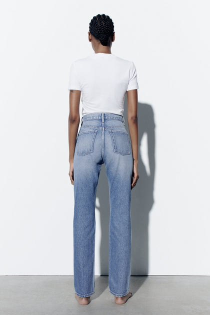 34番1、35番2、37番3、38番1 Джинсы прямые Zara High-Rise Straight 34 голубой 4365/040