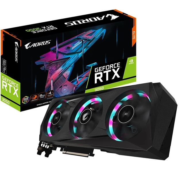 Відеокарта GF RTX 3050 8GB GDDR6 Aorus Elite Gigabyte (GV-N3050AORUS E-8GD) - Фото 9 Відеокарта GF RTX 3050 8GB GDDR6 Aorus Elite Gigabyte (GV-N3050AORUS E-8GD) - зображення 9