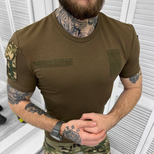 Мужская футболка Hammer приталенного кроя с липучками под шевроны олива пиксель размер M - изображение 1