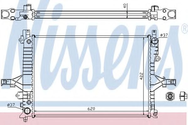 Радіатор охолодження VOLVO S60/S70/ V70/S80 00- AT вир-во Nissens Nissens (65553A) - зображення 1