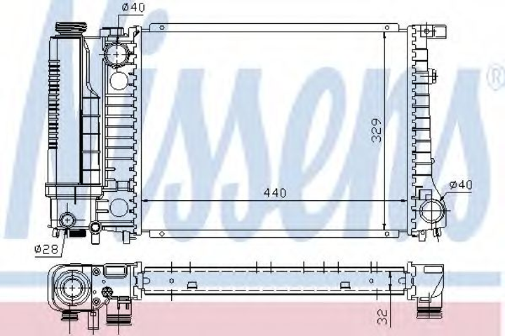 Радиатор охлаждения BMW 3 E36 90- / 5 Е34 88- пр-во Nissens Nissens (60735A) - изображение 1