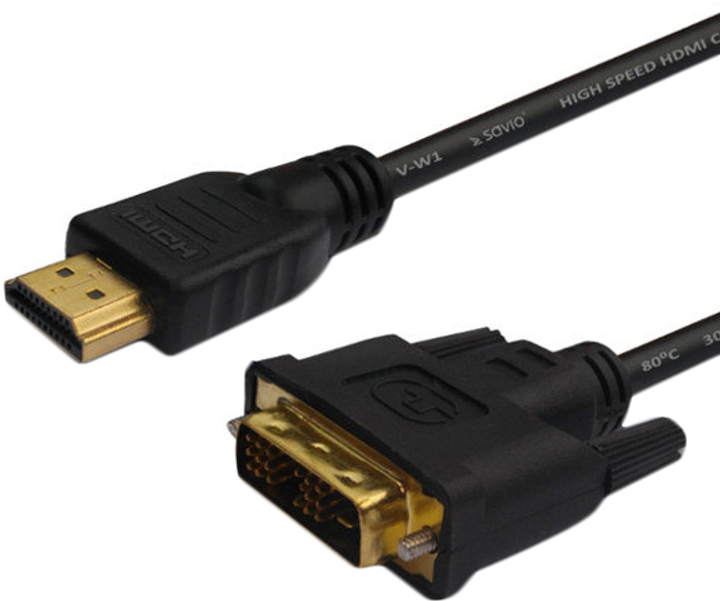 Кабель Savio CL-139 HDMI-DVI 1.8 м (SAVKABELCL-139) - зображення 1