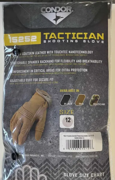 Перчатки стрелковые тактические CONDOR TACTICIAN SHOOTING GLOVES XXL - изображение 6