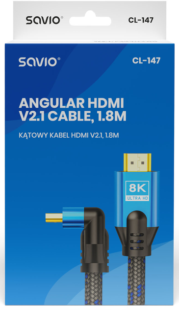 Кабель Savio CL-147 HDMI 1.8 м HDMI Type A Black, Blue (SAVKABELCL-147) - зображення 2