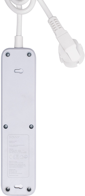 Listwa zasilająca SAVIO LZ-07 1.5 m 3 gniazda Biała (5901986047827) - obraz 5