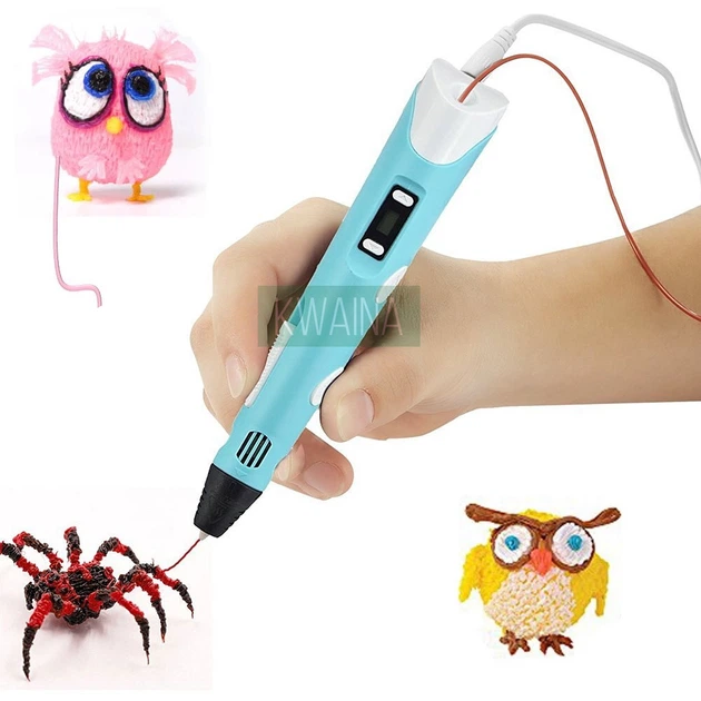 Детская 3D Pen-3 ручка для рисования пластиком с LCD-дисплеем NAZIM с трафаретами и 3D шаблонами, голубая - изображение 9
