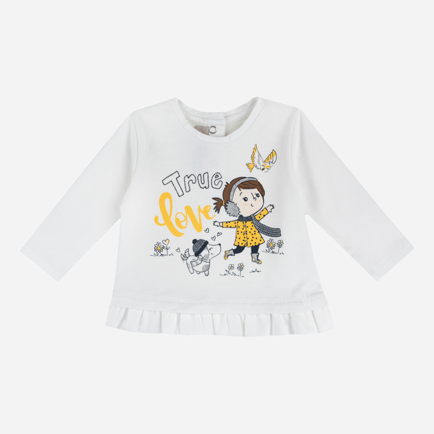 Дитяча футболка з довгими рукавами для дівчинки Chicco 09067373000000-030 80 см Біла (8059609104833) - зображення 1