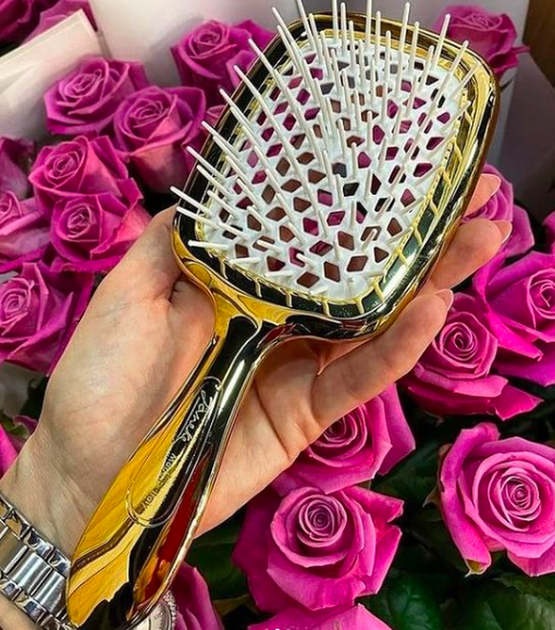 Гребінець для волосся Janeke Superbrush LUX золотистий з білим - изображение 3
