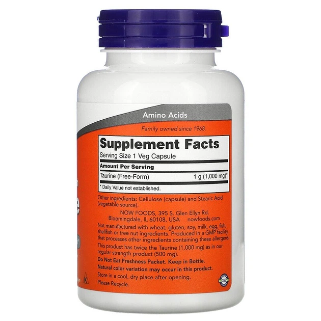Now Foods Taurine 1000 mg 100 caps - Фото 2 Now Foods Taurine 1000 mg 100 caps - изображение 2