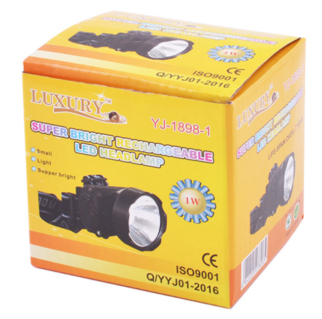 Налобный аккумуляторный LED фонарик Luxury YJ-1898-1 с 2 режимами Black - изображение 2