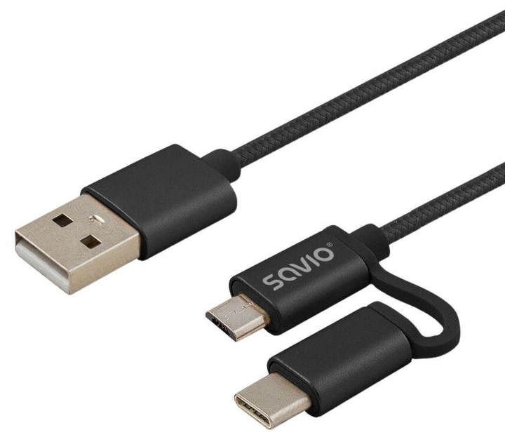 Kabel Savio CL-128 2 w 1 USB - micro USB/typ C (SAVKABELCL-128) - obraz 2