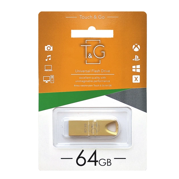 Флеш-накопитель USB 64GB T&G 117 Metal Series Gold (TG117GD-64G) - изображение 2