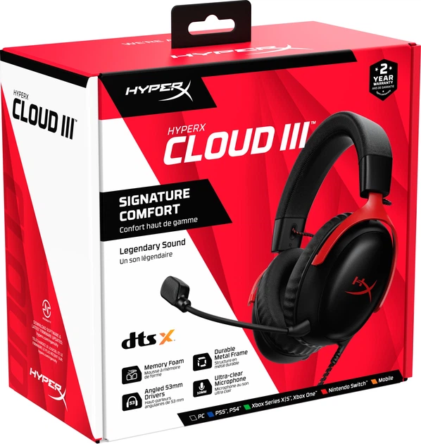 Навушники HyperX Cloud III Black-Red (727A9AA) - зображення 9