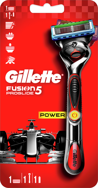 Станок для гоління чоловічий Gillette Fusion5 ProGlide Power з 1 змінним картриджем (7702018390786) - зображення 1
