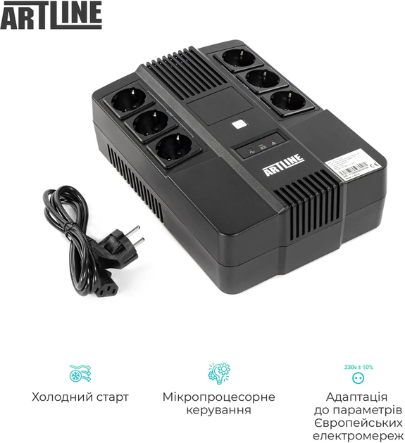 ИБП ARTLINE AIO 650 650VA/360W LED 6 x Schuko (ALAIO650) - изображение 4