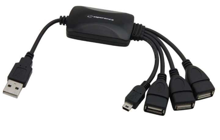 Hub USB 4 w 1 Esperanza USB 2.0 (5905784768588) - obraz 1