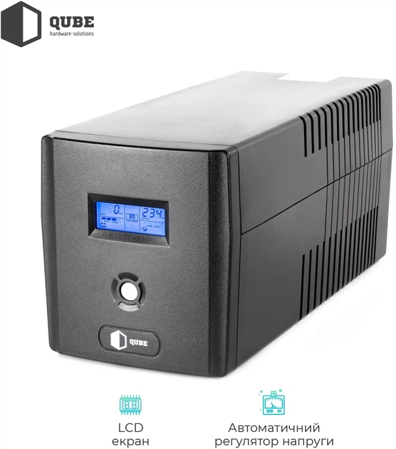 ИБП QUBE DG 1050 1050VA/600W LCD 4 x Schuko RJ-45 USB (QBDG1050) - изображение 3