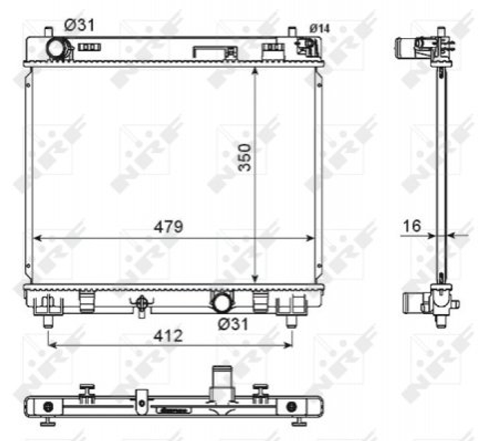 Радіатор охолодження Toyota Yaris 1.4D 11- NRF 53667 NRF (53667) - зображення 1