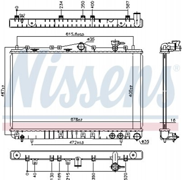 Радіатор охолодження HYUNDAI Sonata II (Y-3) (вир-во Nissens) Nissens (67006) - зображення 1